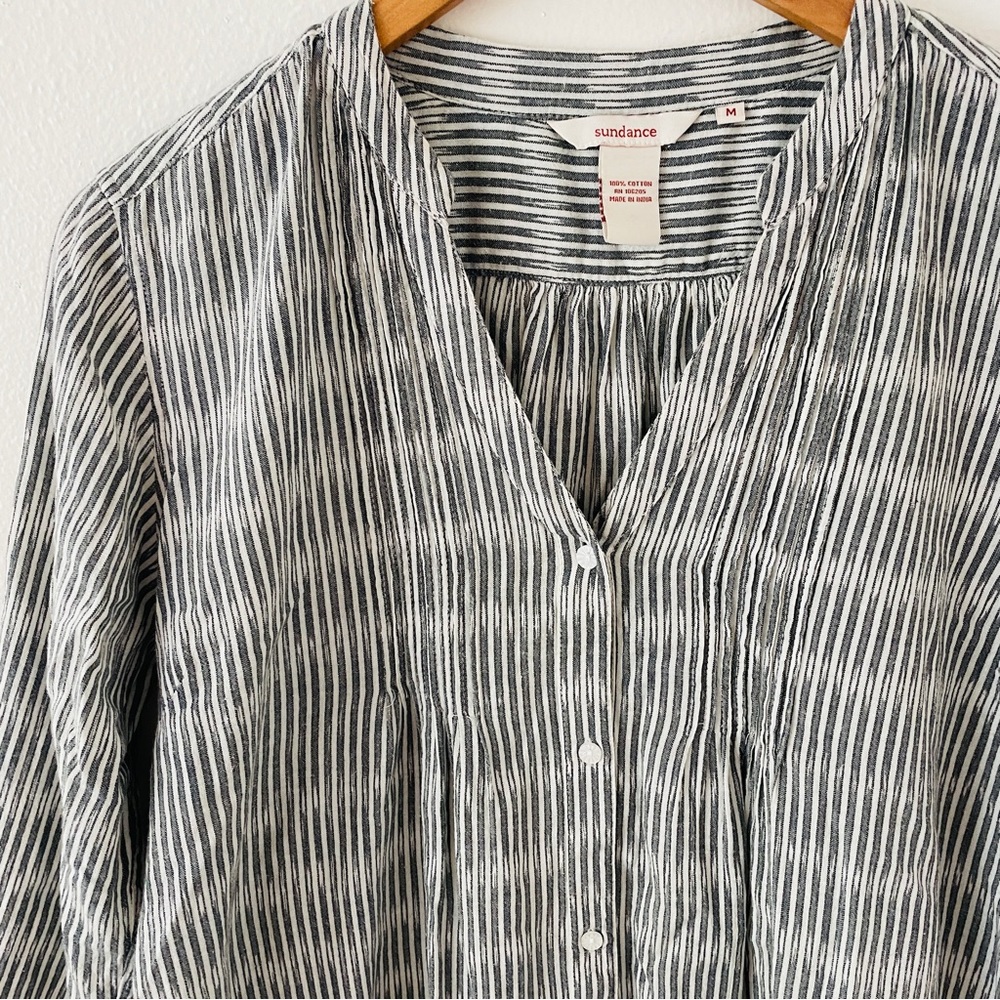 Sundance Gray White Striped Tunic Top - Picture 4 of 5